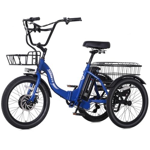 Electric Tricycle 20" 3 Wheels Electric Trike for Adults Women Men | Folding, Electric Bicycle Bikes, 350W, Step-Thru, Etrike, 374WH, Removable Battery, Large Basket