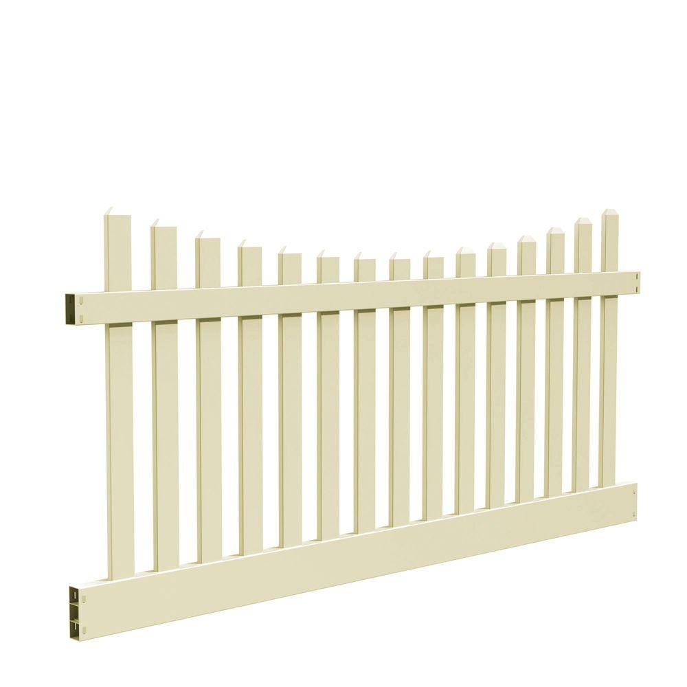 Veranda Kettle Scallop 4 ft. H x 8 ft. W Sand Vinyl Un-Assembled Fence Panel 73011948
