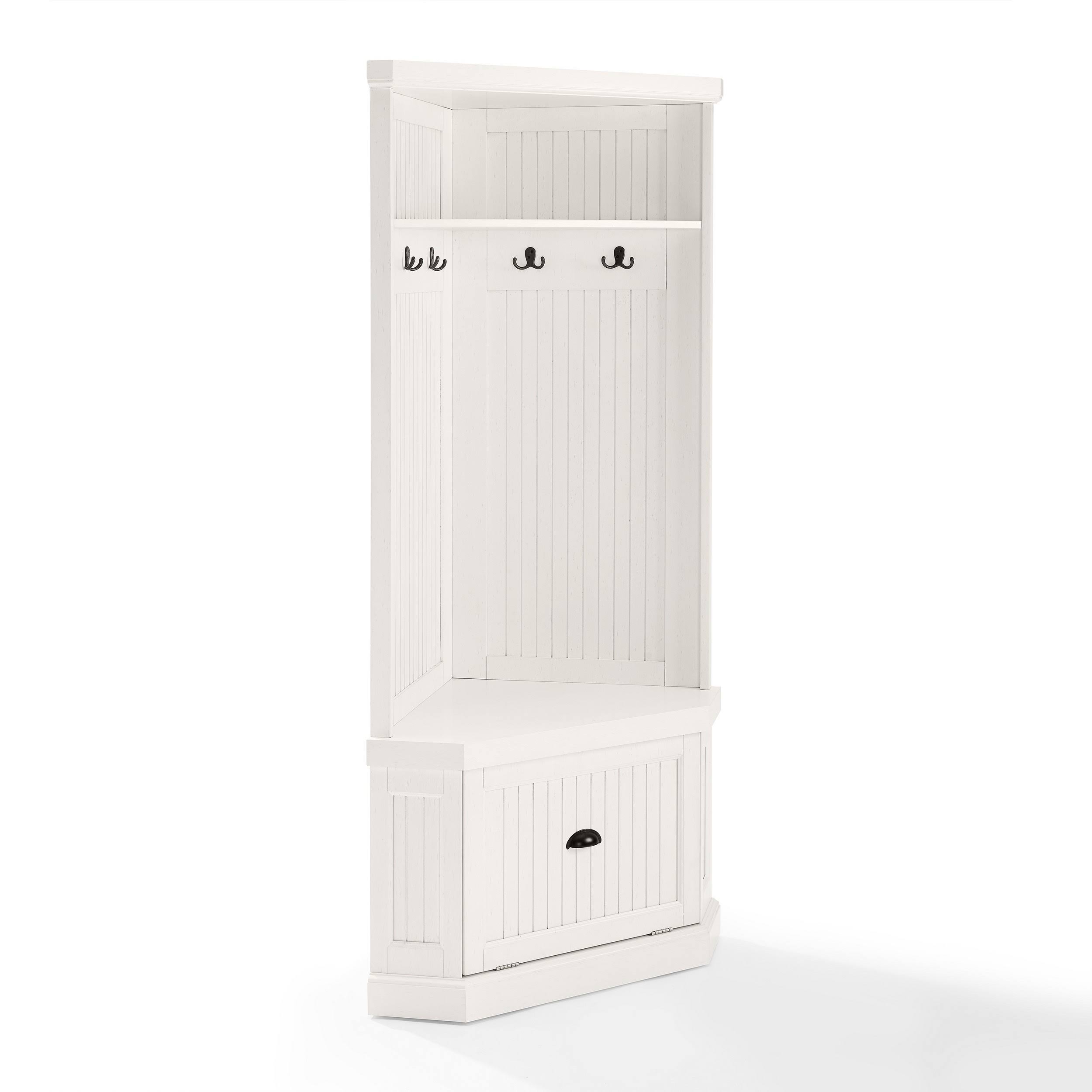 Crosley Seaside Corner Hall Tree Distressed White
