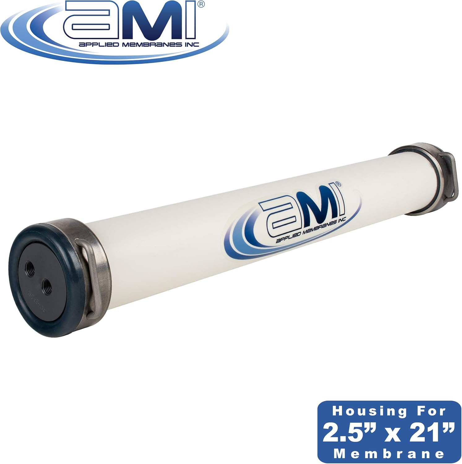 APPLIED MEMBRANES, INC. 2.5" x 21" PVC Membrane Housing Pressure Vessel for 25x21 RO, UF, NF Membrane Element | 200 PSI Operating Pressure | PV2521PVCAU