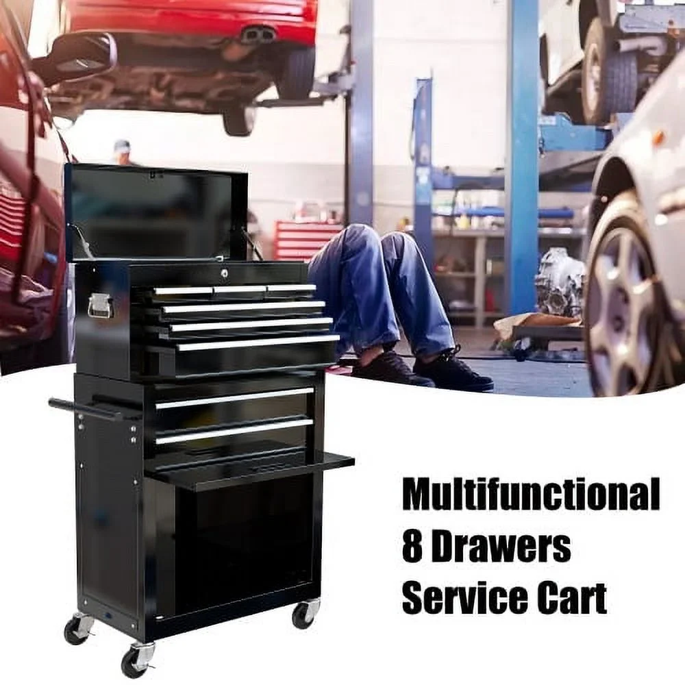 Rolling Tool Chest with Wheels and 8 Drawers, Detachable Large Toolbox Storage Cabinet with Lock,Locking Mechanic Tool Cart for Warehouse, Workshop,Garage,Blue