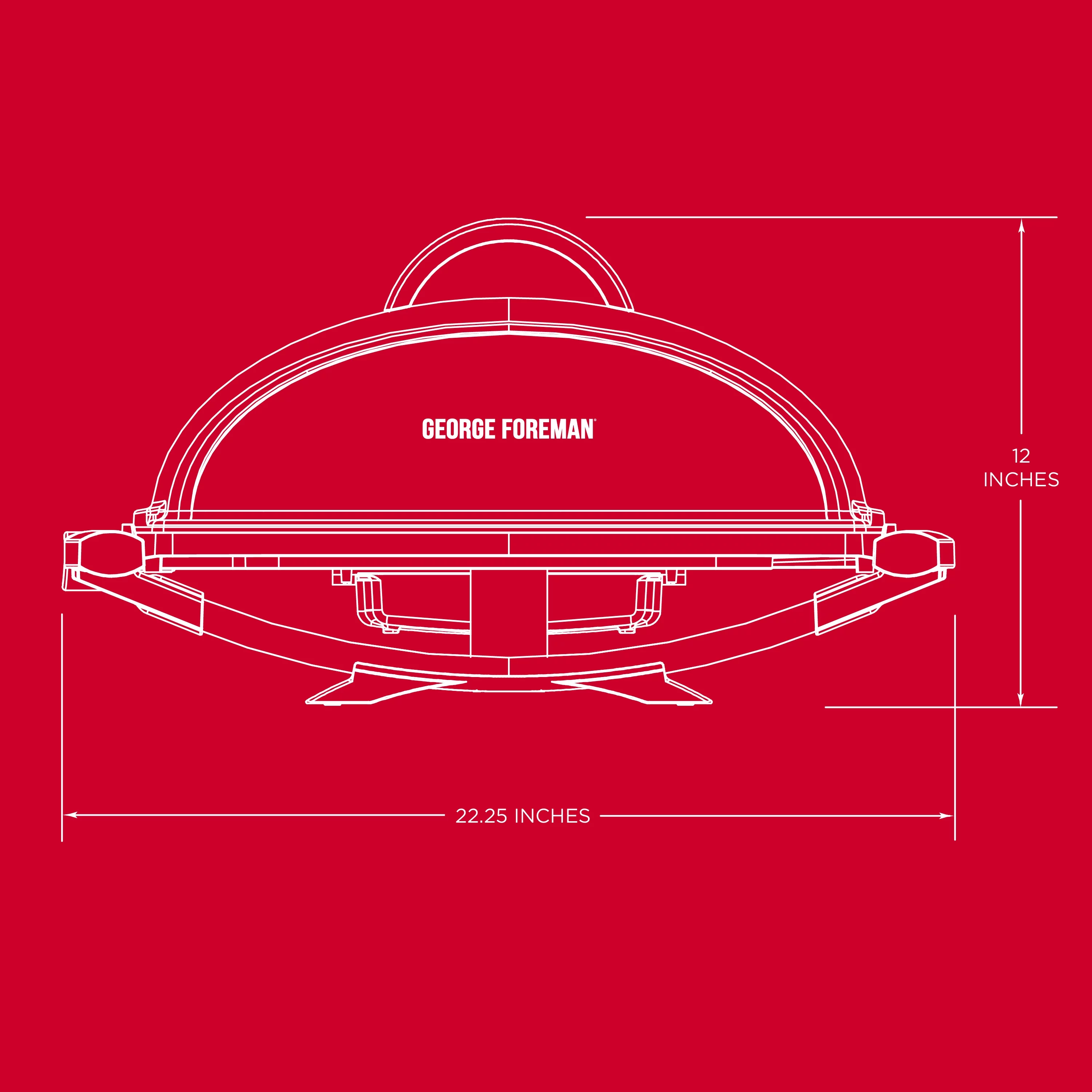 George Foreman 12-Serving Indoor/Outdoor Rectangular Electric Grill, Red, GFO201R-1