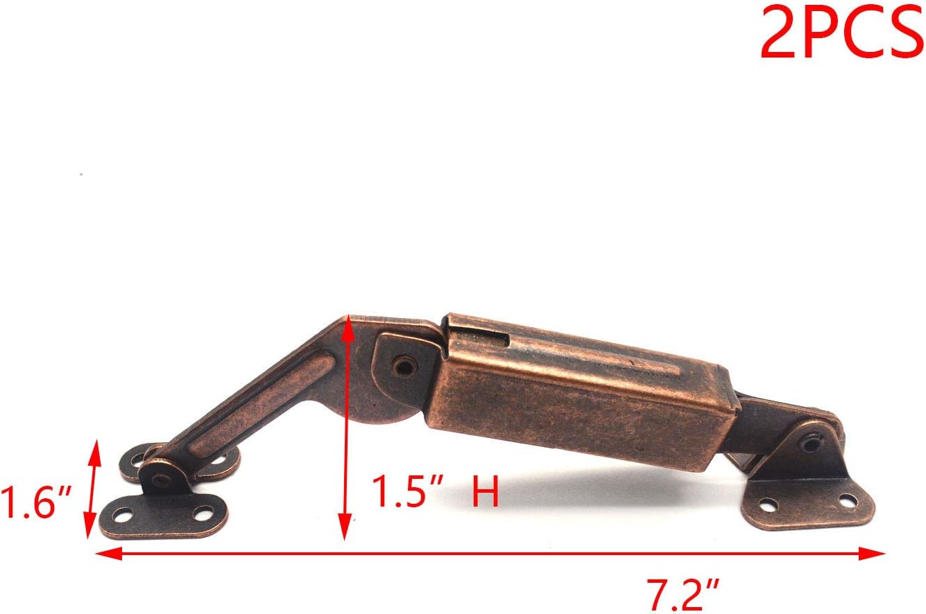 T Tulead Spring Lid Support Left Right Lid Support Down Hinge Red Bronze Iron Support Box Cabinet Hardware Pack of 2 with Mounting Screws