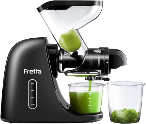 Fretta Cold Press Juicer, Masticating Juicer Extractor, High Juice Yield Slow Juicer Machines for Fruit & Vegetable, Nutrient and Vitamin Dense, BPA-Free, Easy to Clean(Purple)