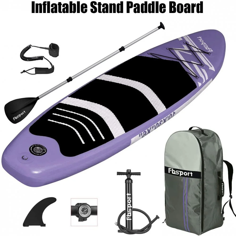 FBSPORT Inflatable Paddle Board, Stand UP Inflatable Surfboard iSUP with Pump 10.6ft Length(Purple)