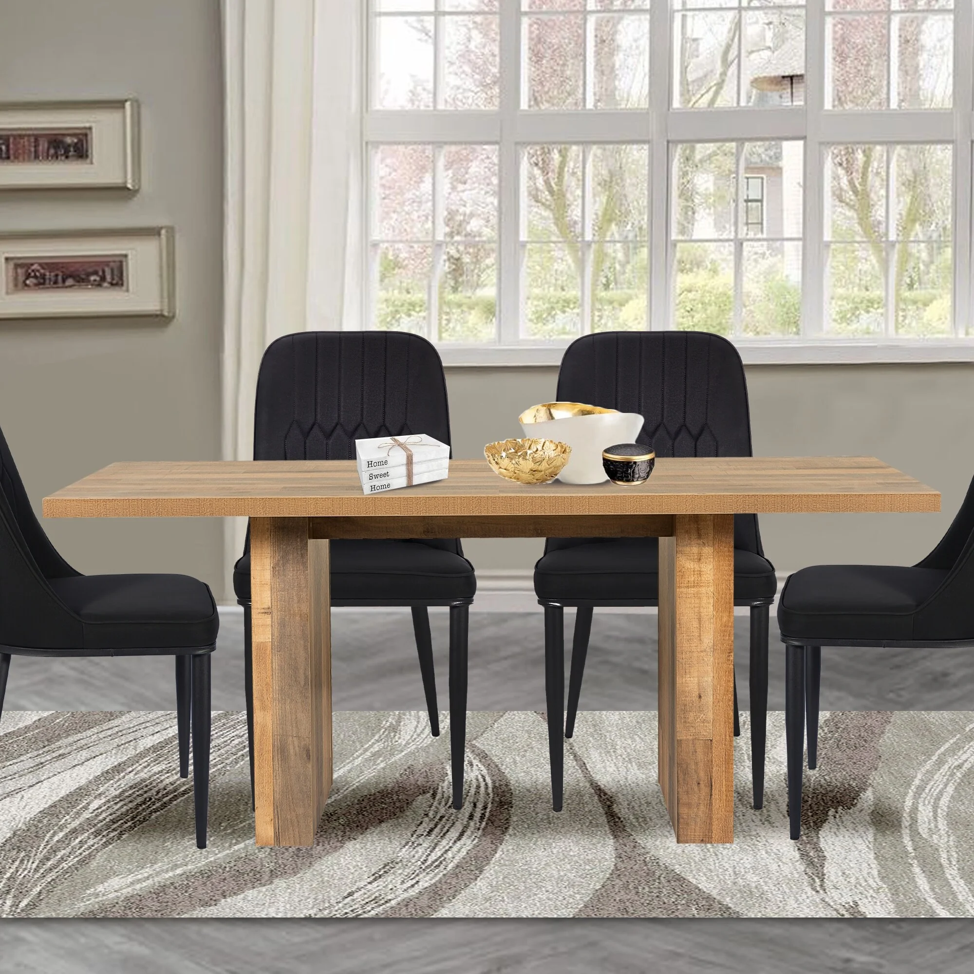 DT13_WALNUT_N_OS 70" Wood Rectangular Heavy Duty Kitchen Home Dining Room Table With Melamine Finish Mix Oak Oak Finish, Wood Finish Industrial,