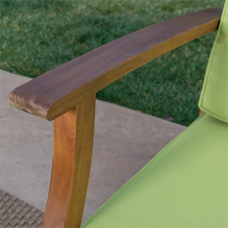 Noble House Perla 5 Piece Outdoor Acacia Wood Conversation Set in Green - 303731