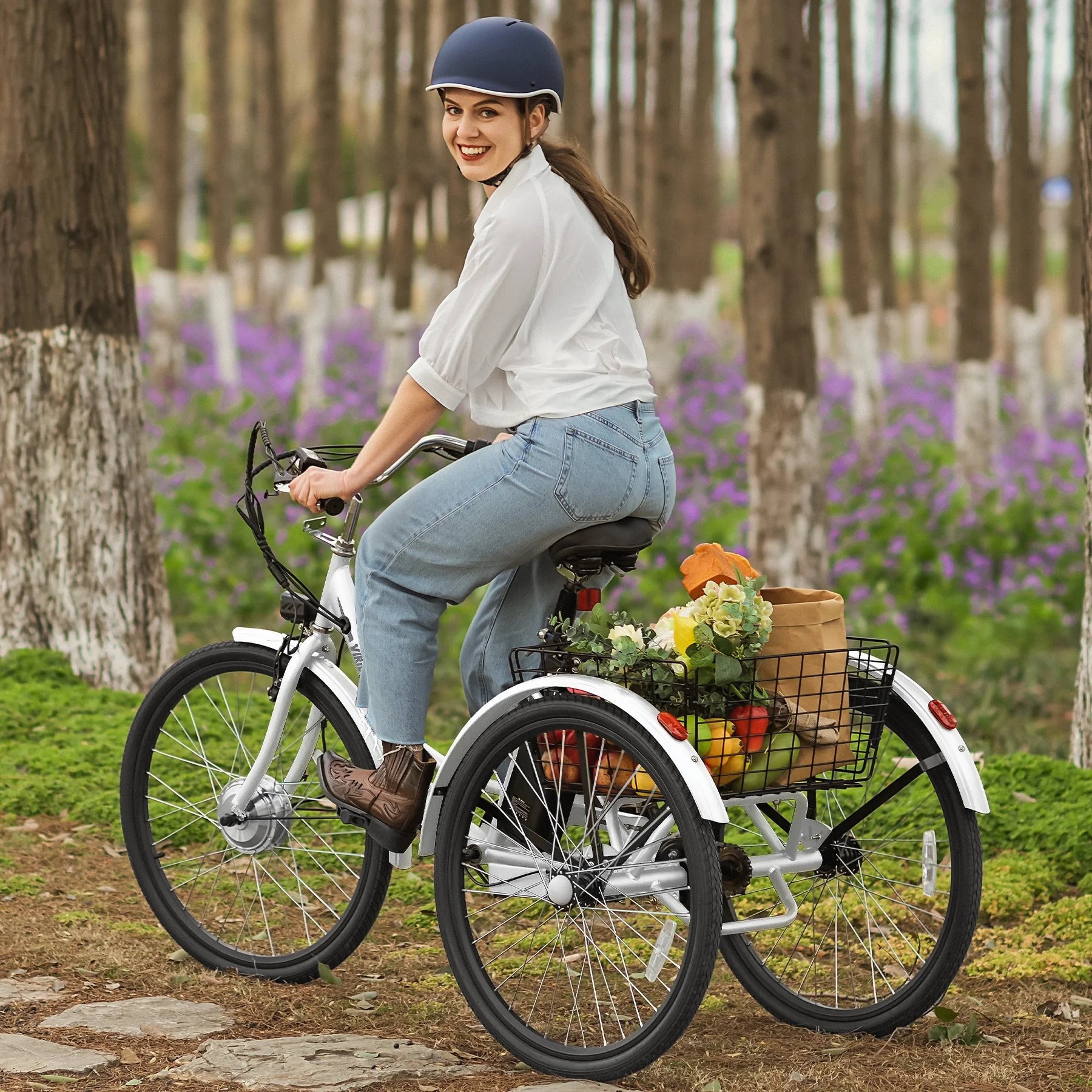 26" Adult Electric Tricycle 250W Electric Trike with 36V 13Ah Battery UL 2271 White