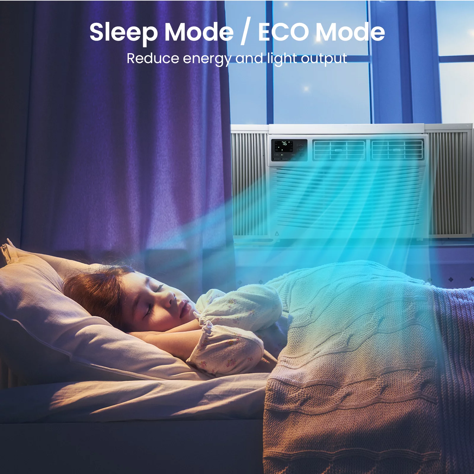 Window-Mounted Room Air Conditioner, 8,000 BTU, Cools 350 Sq.ft, Quiet Operation, Window AC Unit with Remote/App Control and Dehumidification Function