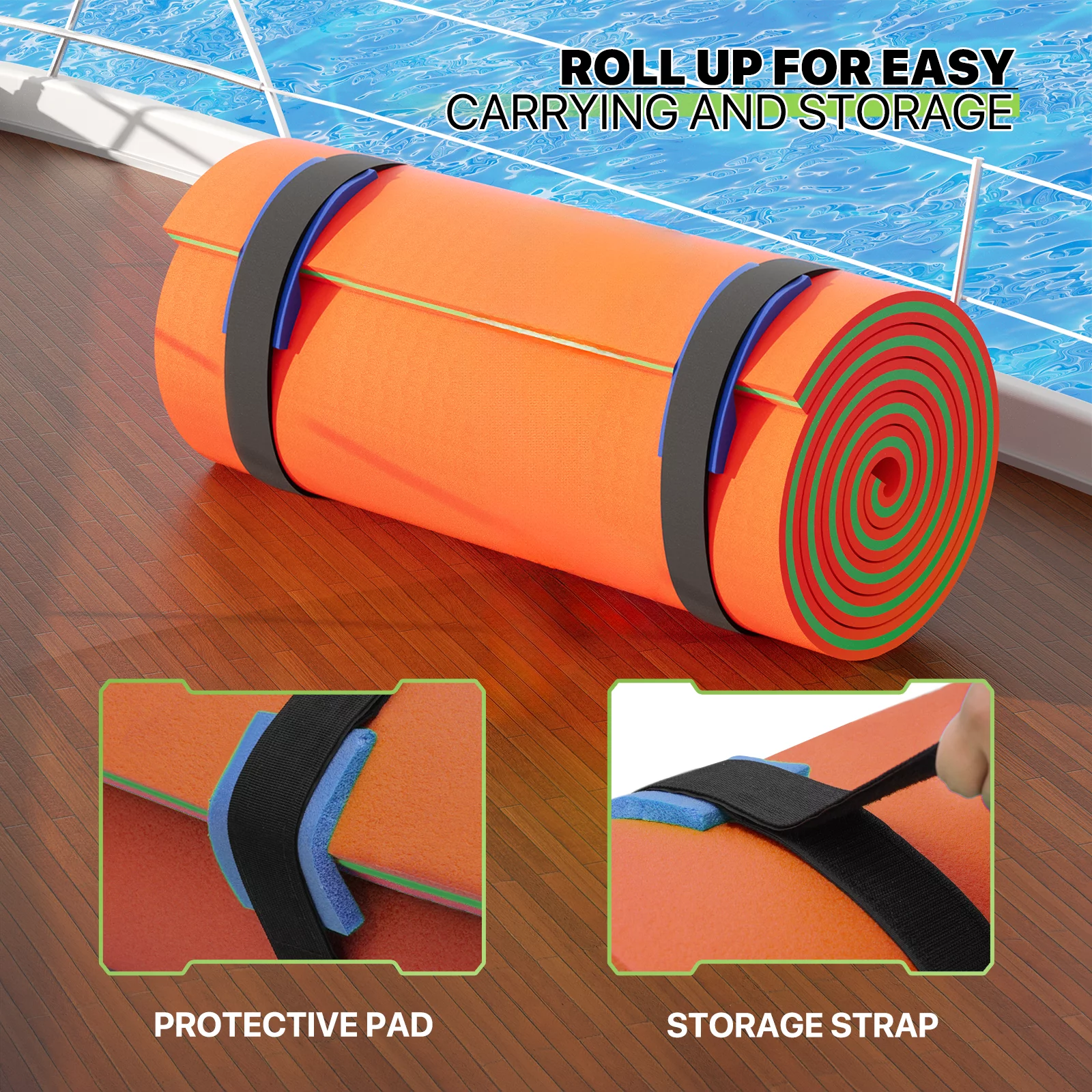 Magshion 18' x 6' Water Floating Mat, 3-Layer Tear-Resistant XPE Foam Water Floating Pad Lily Pad for Pool Lake River Ocean Outdoor Water Activities, Orange