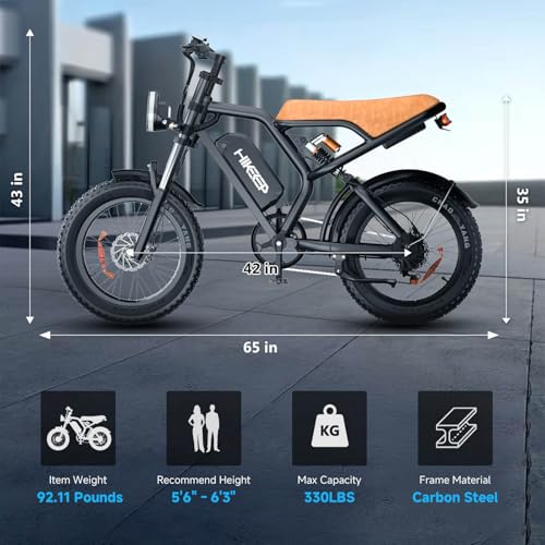 Electric Bike for Adults - K6 20 x 4 Inch Fat Tire, 750W/Peak 1500W Motor, 48V15AH Detachable Battery, 4 Riding Modes Electric Dirt Bike, 7 Speed Electric Motorcycle,20MPH UL 2849 Certified