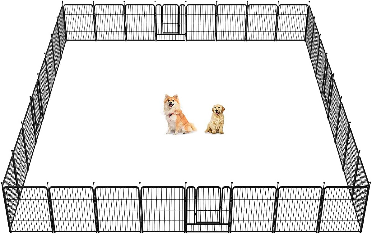 FXW Dog Pen Playpen, 8/32 Panels Pet Fence Playpen Gate Cage Kennel Indoor Outdoor Yard RV Camping for Puppies Small/Medium/Large Dogs, 32 Height