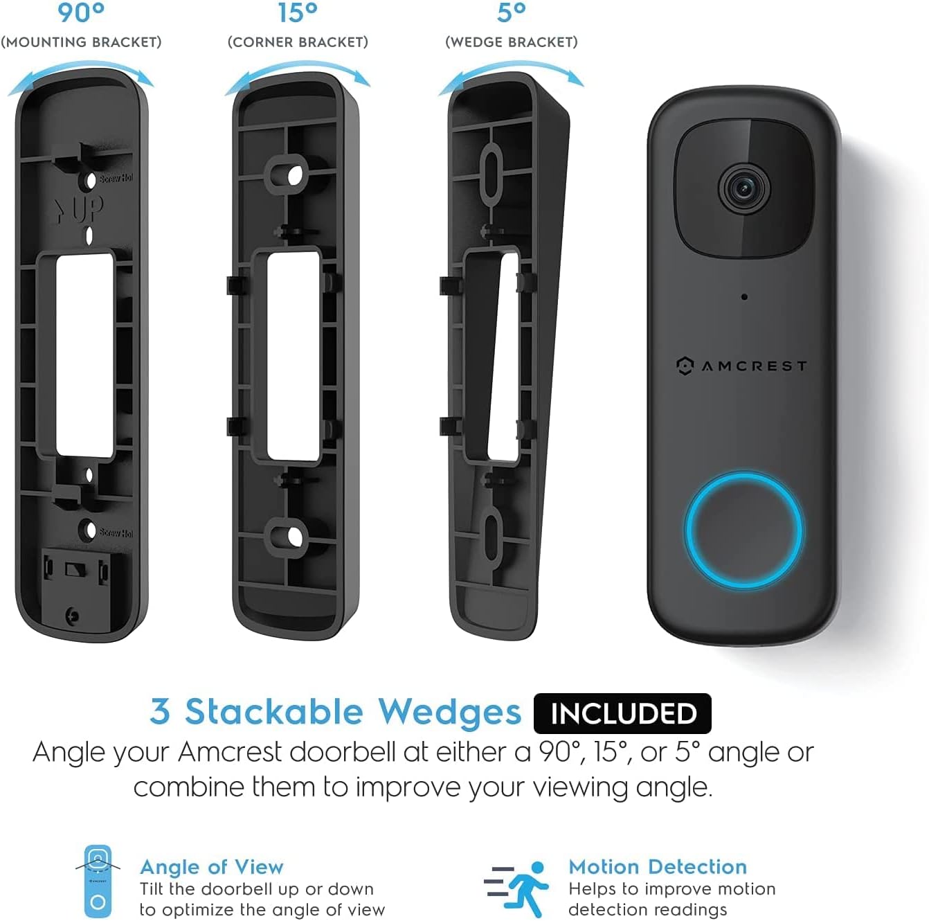 Amcrest 4MP Video Doorbell Camera Pro, Outdoor Smart Home 2.4GHz and 5GHz Wireless WiFi Doorbell Camera, Micro SD Card, AI Human Detection, IP65 Weatherproof, 2-Way Audio, 164o Wide-Angle Wi-Fi AD410