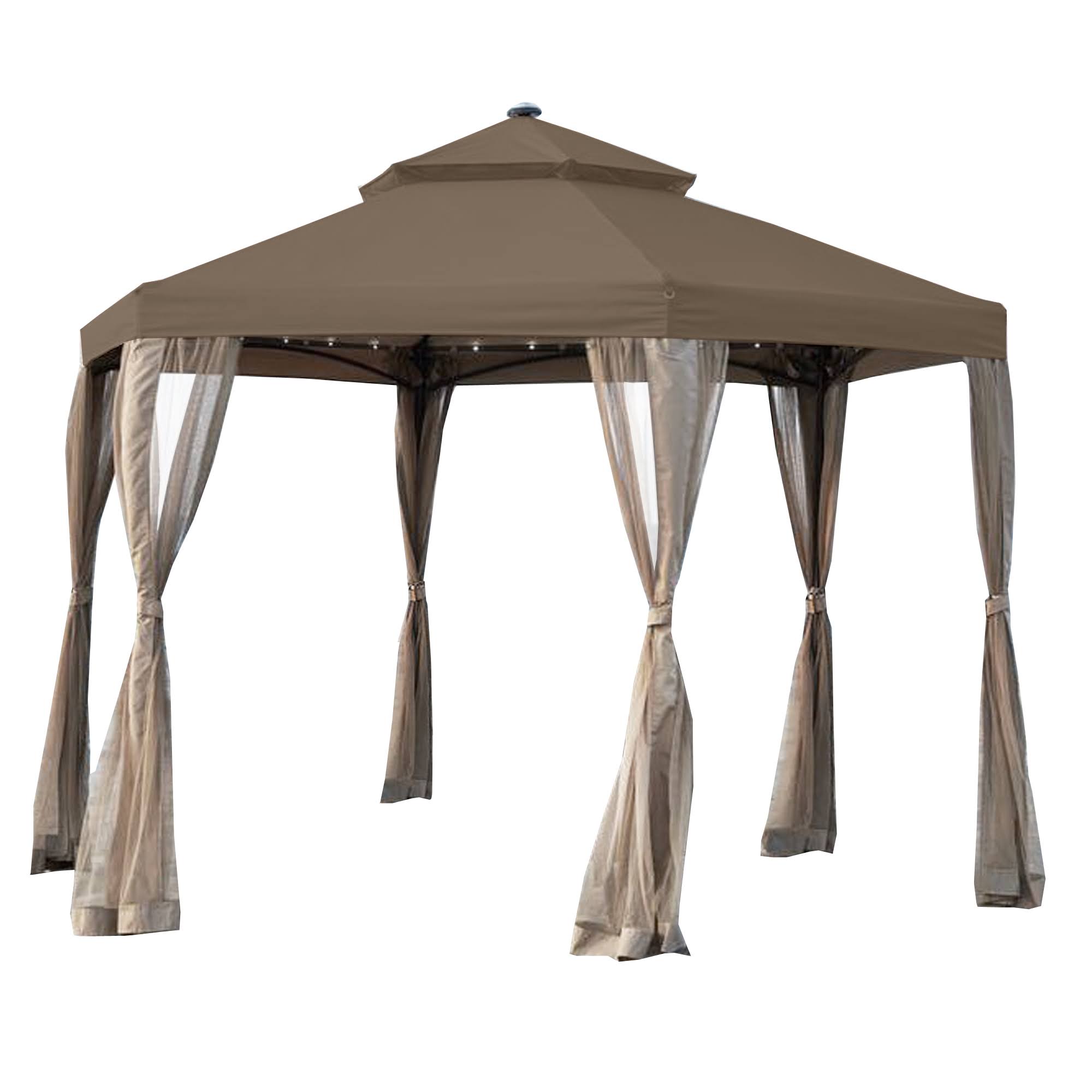 Garden Winds Replacement Canopy Top Cover for The Hexagon Solar Gazebo - Nutmeg