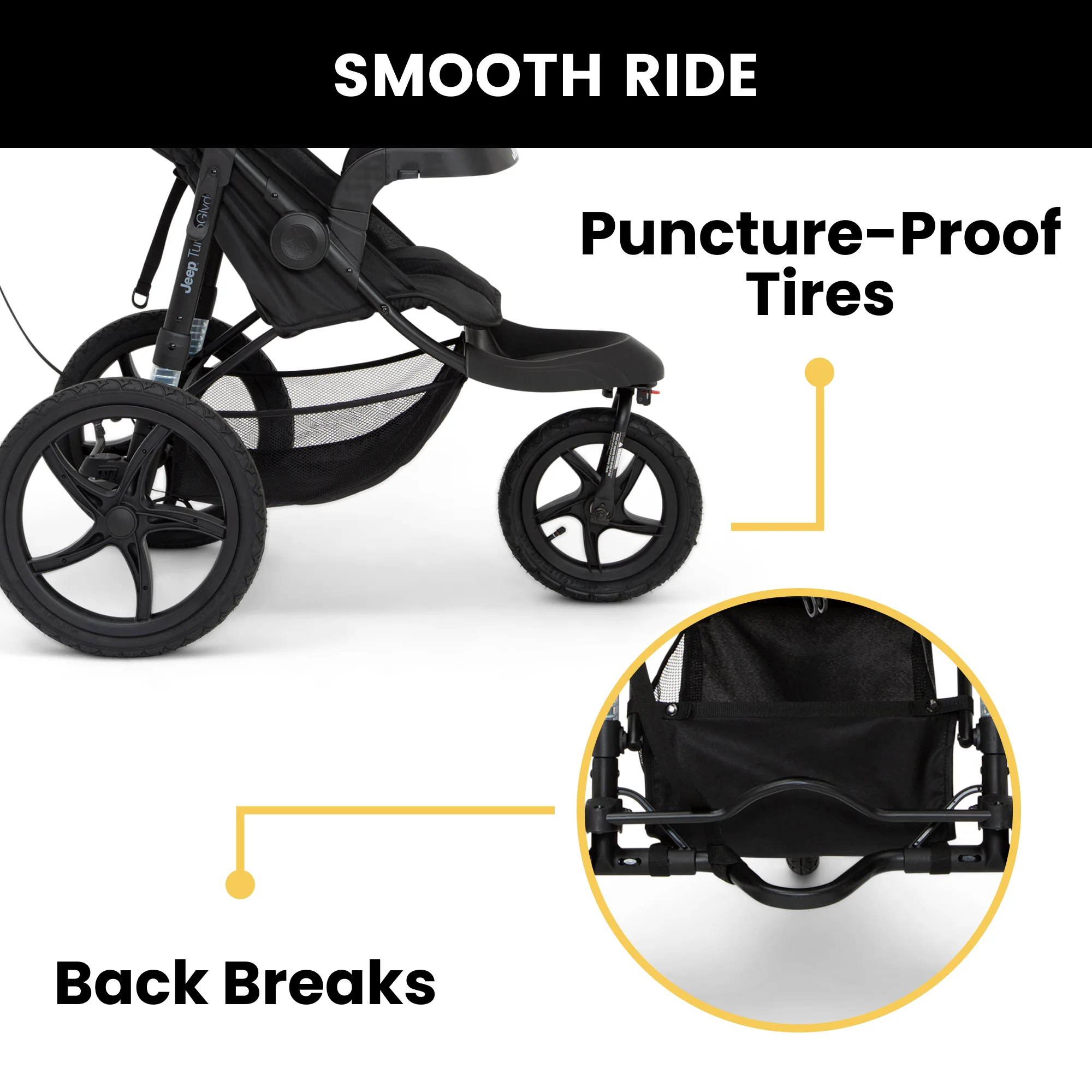 Jeep TurboGlyde Jogging Stroller by Delta Children, Black