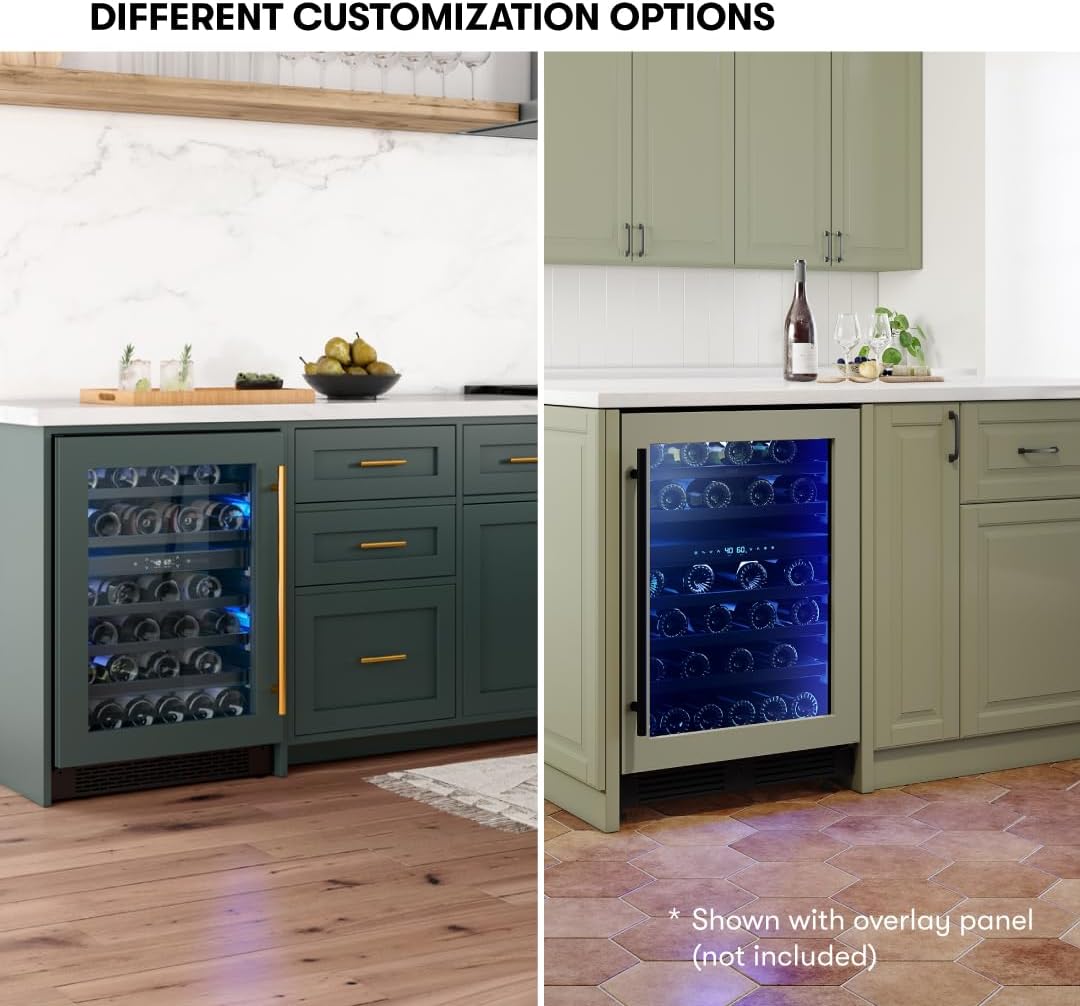 Zephyr Presrv 24" Wine Fridge Dual Zone Panel Ready Under Counter - Countertop Wine Cooler Cellars Small Cabinet Wine Refrigerator Home Bar Chiller Freestanding ENERGY Star certified, 45 Bottles
