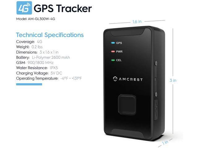 Amcrest 4G LTE GPS Tracker - Portable Mini Hidden Real-time GPS Tracking Device for Vehicles, Cars, Kids, Persons, Assets W/geo-