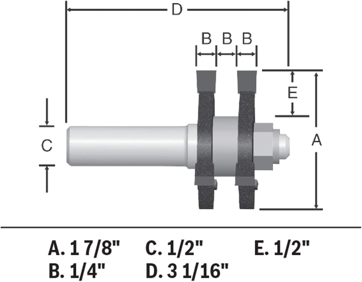 BOSCH 84624MC 1-7/8 In. x 1/4 In. Carbide-Tipped Tongue and Groove Router Bit Pack of 2