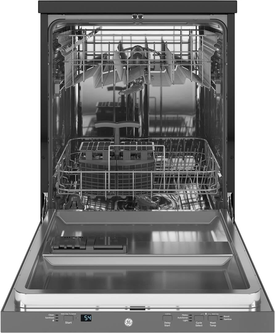 Ge Gpt225ssl 24 Wide 12 Place Setting Portable Top Control Dishwasher - Stainless Steel