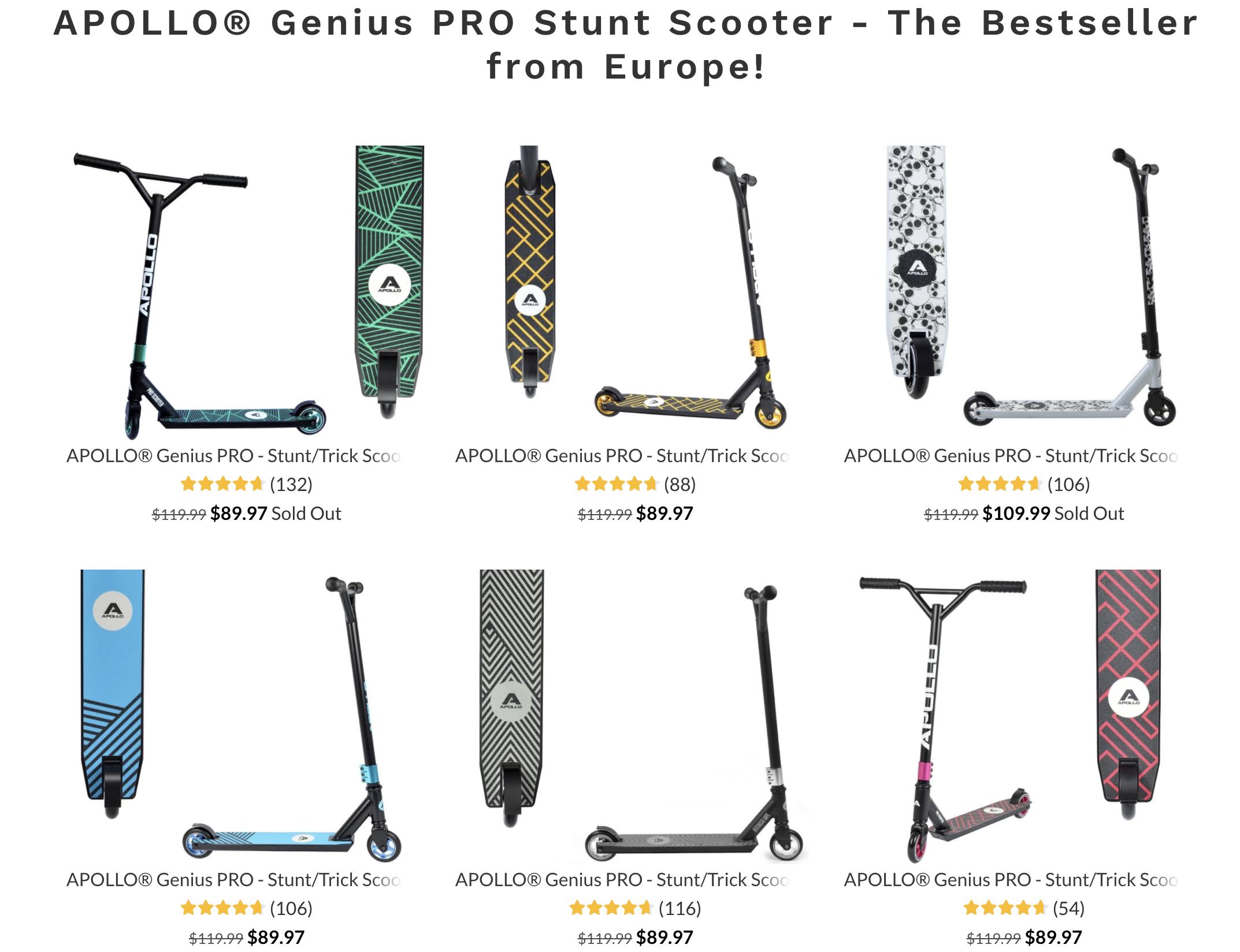 Apollo Genius Pro - Stunt/Trick Scooter - Gold