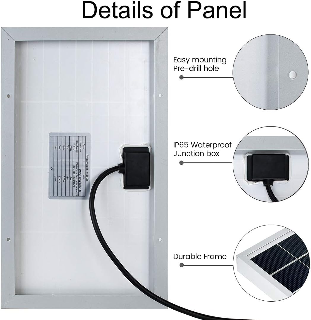 ECO-WORTHY 25 Watts 12V Off Grid Solar Panel SAE Connector Kit: Waterproof 25W Solar Panel + SAE Connection Cable +10A Charge Controller for Car RV Marine Boat 12 Volt Battery