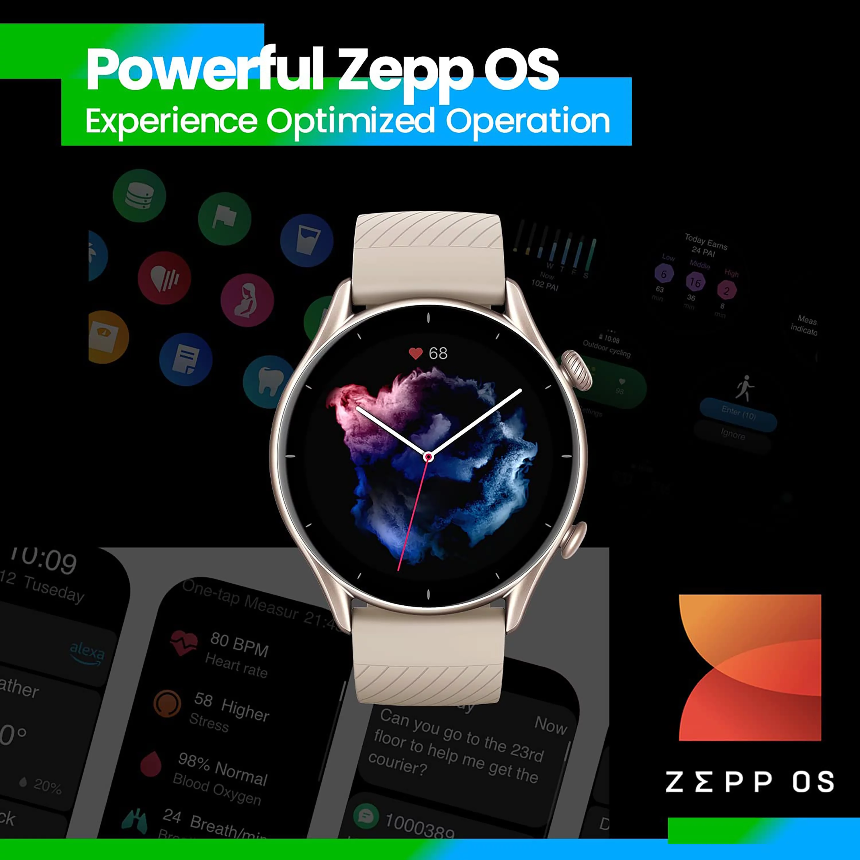 Amazfit GTR 3 Smart Watch: Android & iOS - GPS Fitness Tracker with 150 Sports Modes - 21-Day Battery Life - 1.39” AMOLED Display - Blood Oxygen Heart Rate Tracking - Waterproof, Thunder Black