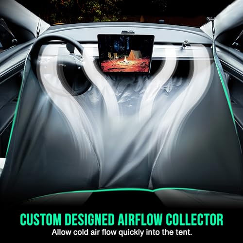 Otrifowd ACtent for Tesla Model 3&Y, Pop-Up SUV Tent w. Awning for Car Camping, Connects to Tesla Tailgate for Air-Conditioning, Sleeps 6 Adults, 10'x8.2'