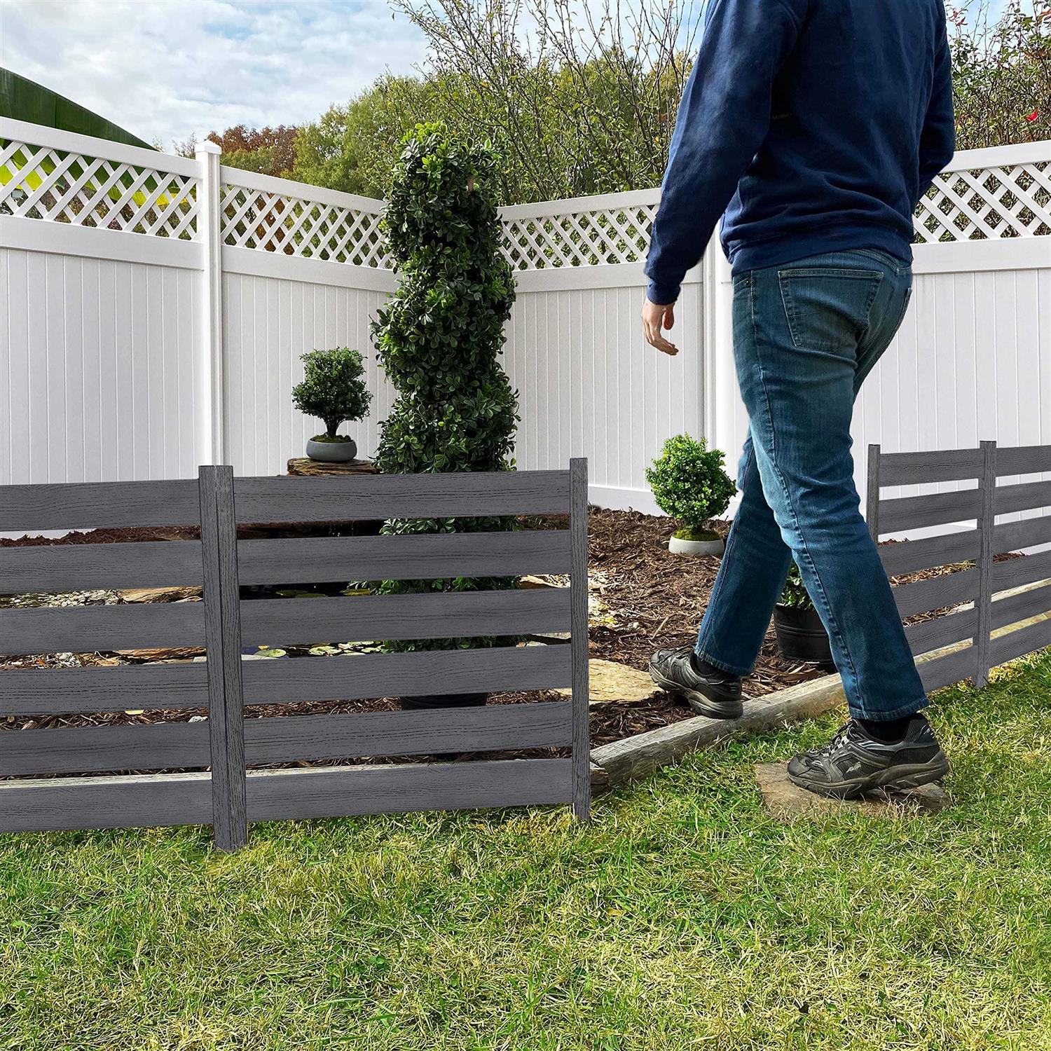 Zippity Outdoor Products Zp19066 2 H x 2 W No-Dig Charcoal WoodTek Vinyl Maui Garden Fence Kit - Shop Hardware Tools Online Store