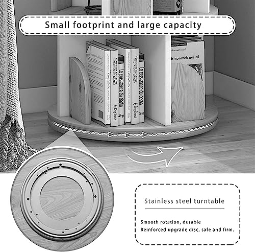 Rotating Bookshelf Large-Capacity Bookshelf 360° Rotating Bookshelf Simple Rack Bookcase with Baffle Design Layered Storage Bookcase (Walnut 46 * 99cm)