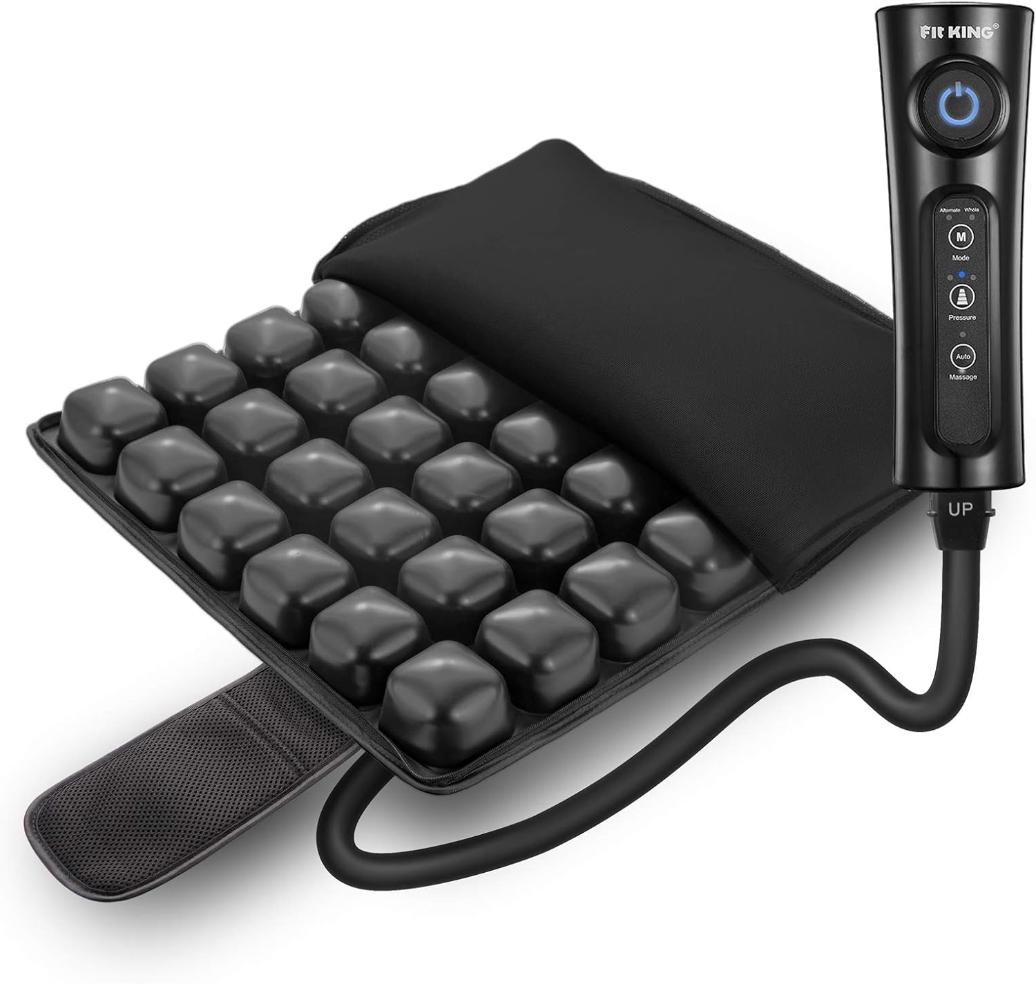 FIT KING Inflatable Air Seat Cushion with Rechargeable Controller for Desk Chair and Car Seat, Adjustable Pressure Relief Wheelchair Cushion with Massage Function, Relieve Pressure Sore, Sciatica
