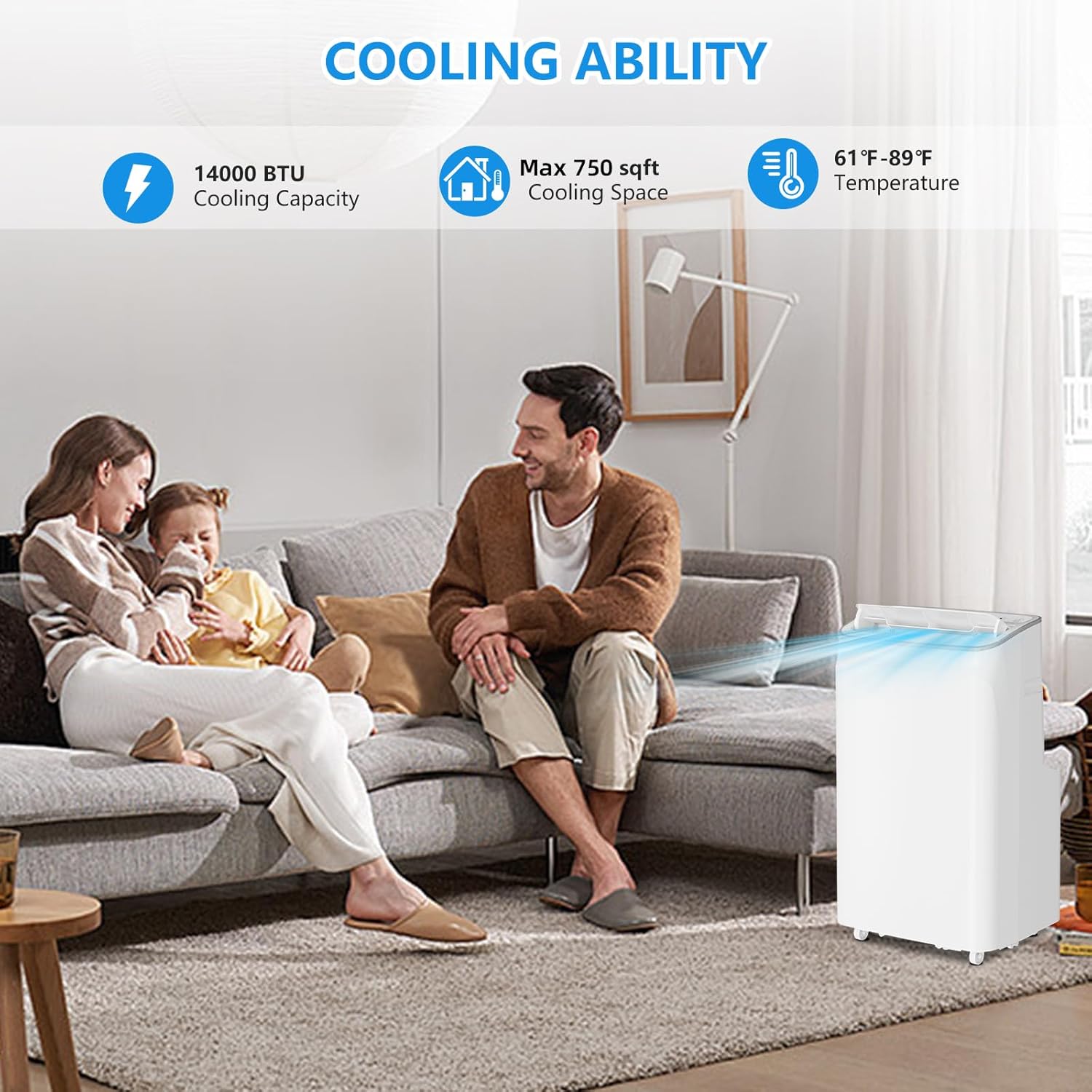 Portable Air Conditioner14000BTU(ASHRAE),Remote Control AC Unit with Dehumidifier And Fan,Room Portable AC for Cooling Up to 700 Sq.Ft,24H Timer,Sleep Mode,Window Kits Included-Style C