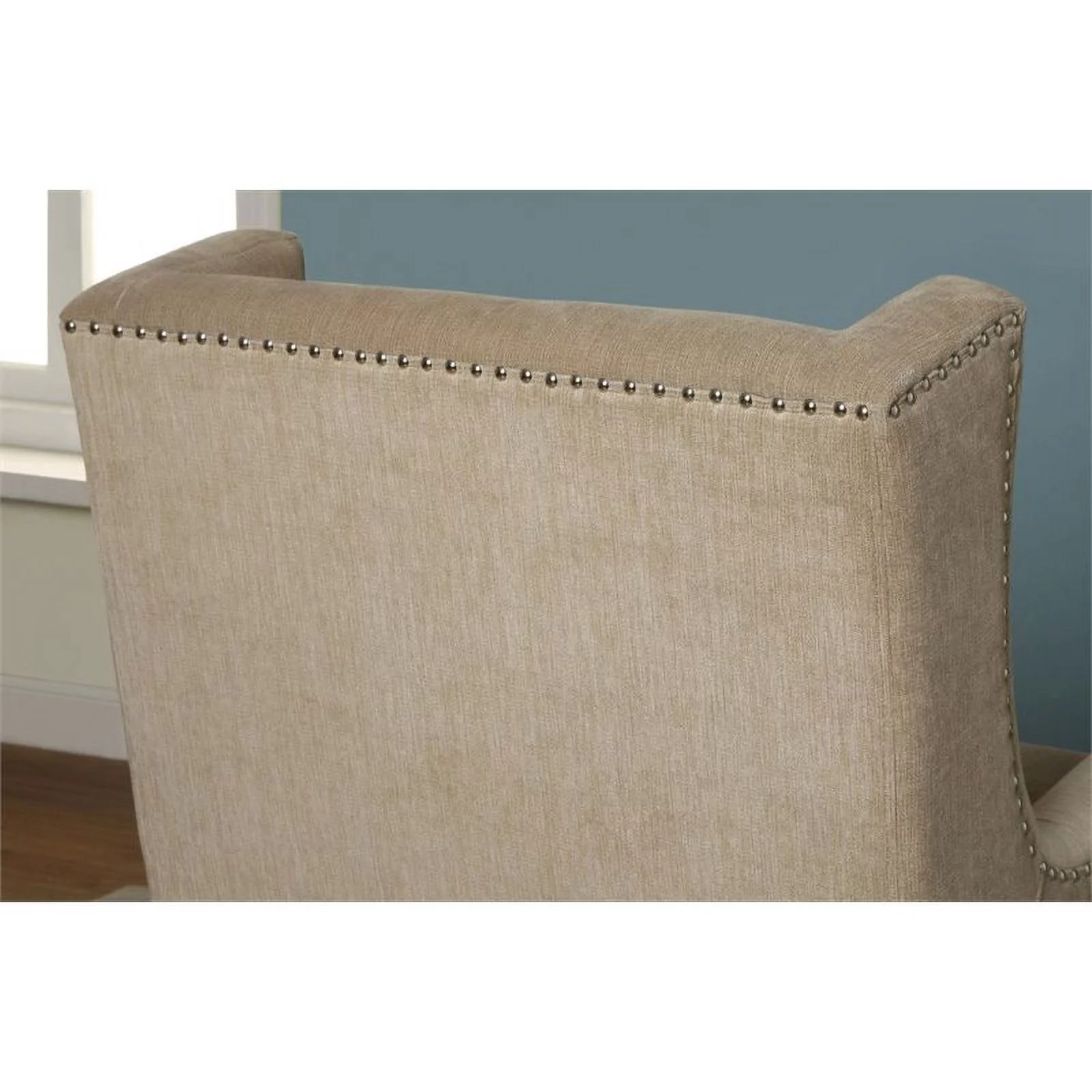 Furniture of America Franklin Fabric Wingback Nailhead Accent Chair in Ivory