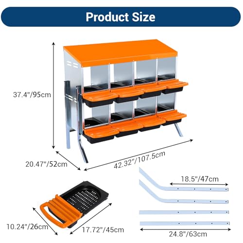 Chicken Nesting Box, 10 Hole 2 Layer Hen Nest Box with Legs, Roll Away Eggs Laying Boxes,Cleanable Pull Out Hen Roosting Boxes