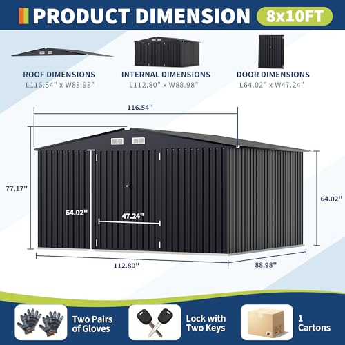All-Weather Resin Shed with Window, Outdoor Plastic Garden Shed with Lockable Door and Vents, Outdoor Resin Storage Sheds for Tool, Bike, Backyard, Patio