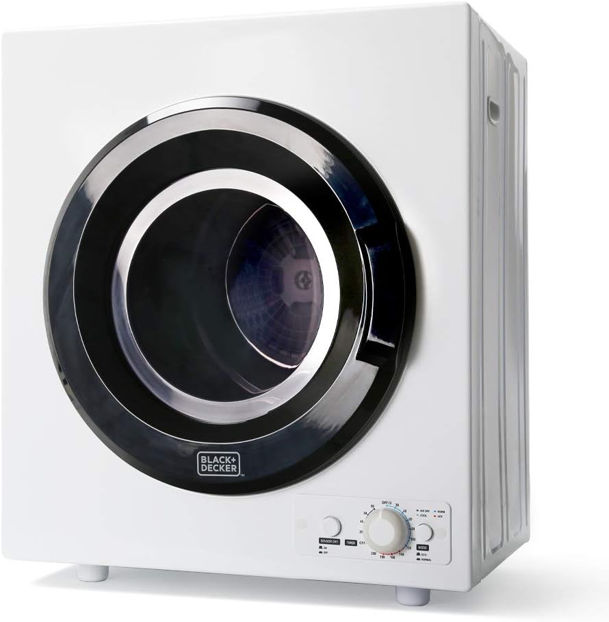 BLACK+DECKER BCED37 Compact Dryer for Standard Wall Outlet, Small, 4 Modes, Load Volume 13.2 lbs. & COMFEE’ Countertop Dishwasher, Energy Star Portable Dishwasher, 6 Place Settings