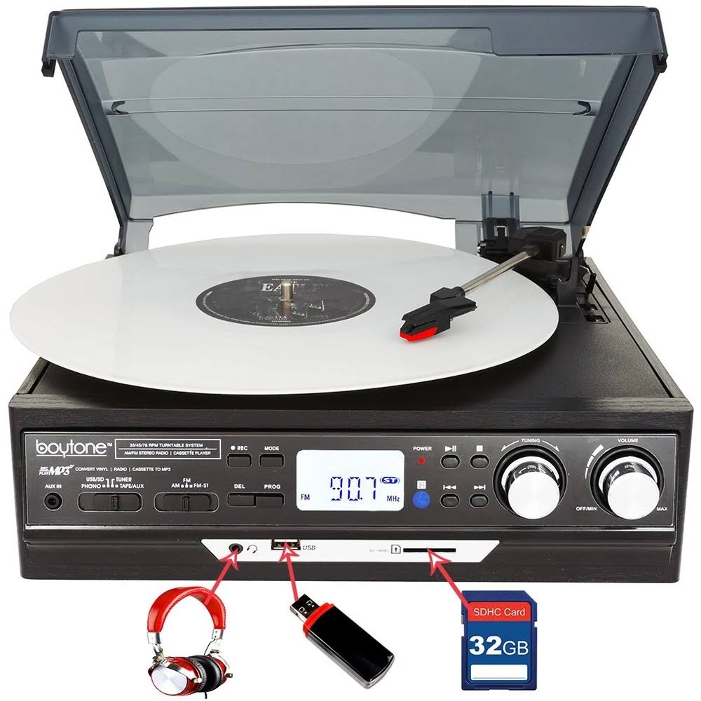 Boytone BT-37B-C Bluetooth 3-Speed Stereo Turntable, Wireless Connect