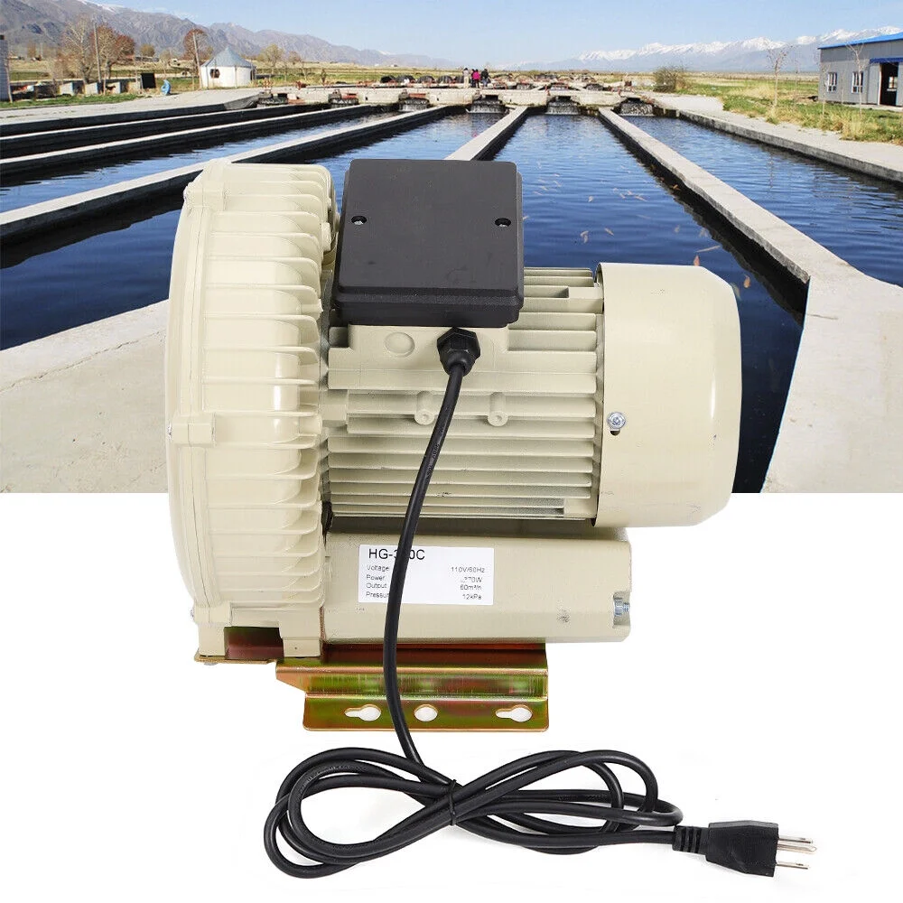 110V 370W Commercial Air Pump Aquarium Hydroponics Aquaculture Fish Tank Pond Blower