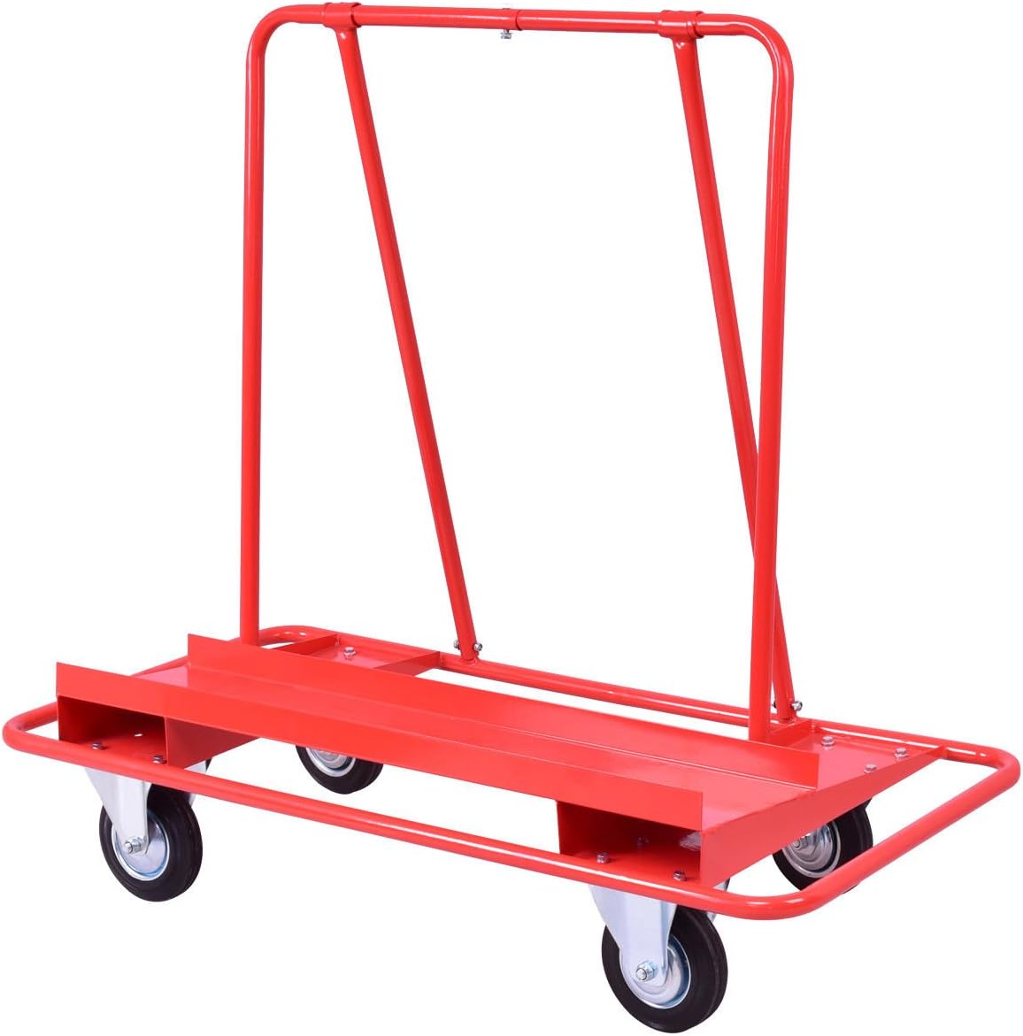 Goplus Drywall Sheet Cart Heavy Duty Dolly Handling Sheetrock Panel Red
