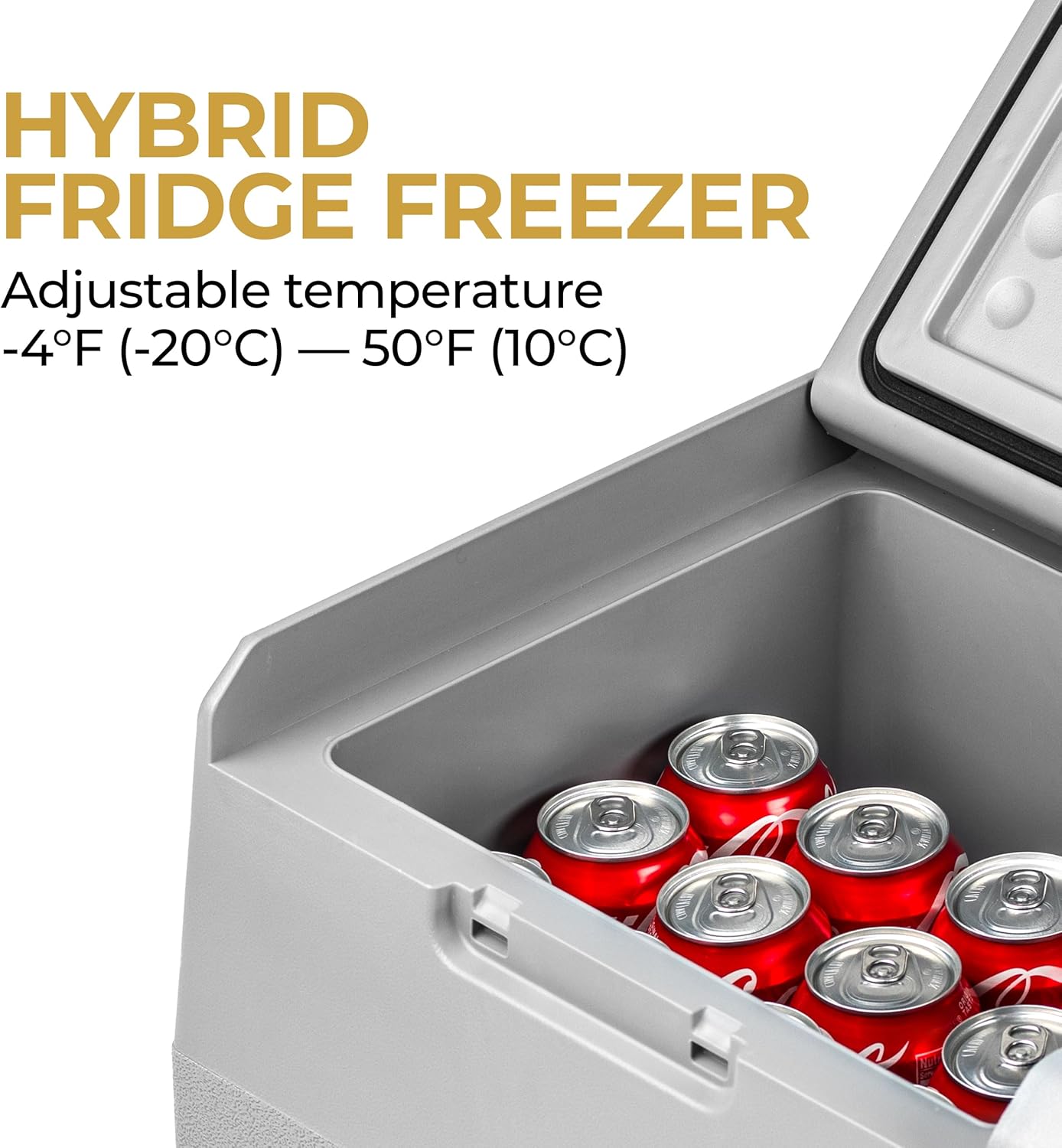 Halo Power Electric Cooler, Portable Fridge & Freezer with Iceless Design, 12/24V DC and 100-240V AC for Camping & Vehicles, 23 QT Storage Capacity