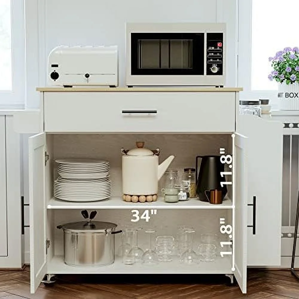 SQCFVGB Kitchen Island with   Rolling Kitchen Island on Wheels with Drop Leaf  3 Open Spice Rack   Door Cabinet  Drawer  Kitchen Cart Island Table for Kitchen  White - Curated Treasures Market