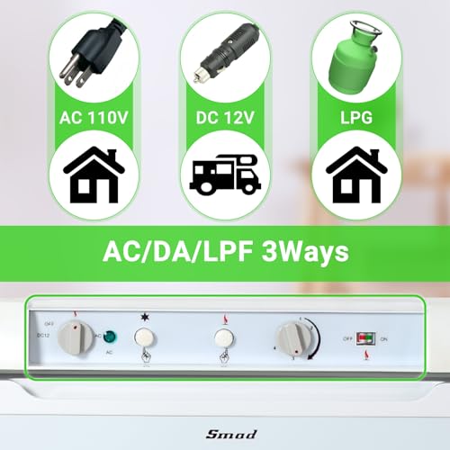 RV Refrigerator 3 Way Propane Refrigerator LPG/110V/12V, RV Fridge Small 1.4 Cu.ft, Gas Refrigerators Off Grid Freezerless, Outdoor Kitchen Fridges for Camper, Semi Truck, Campervan, Travel, Yacht