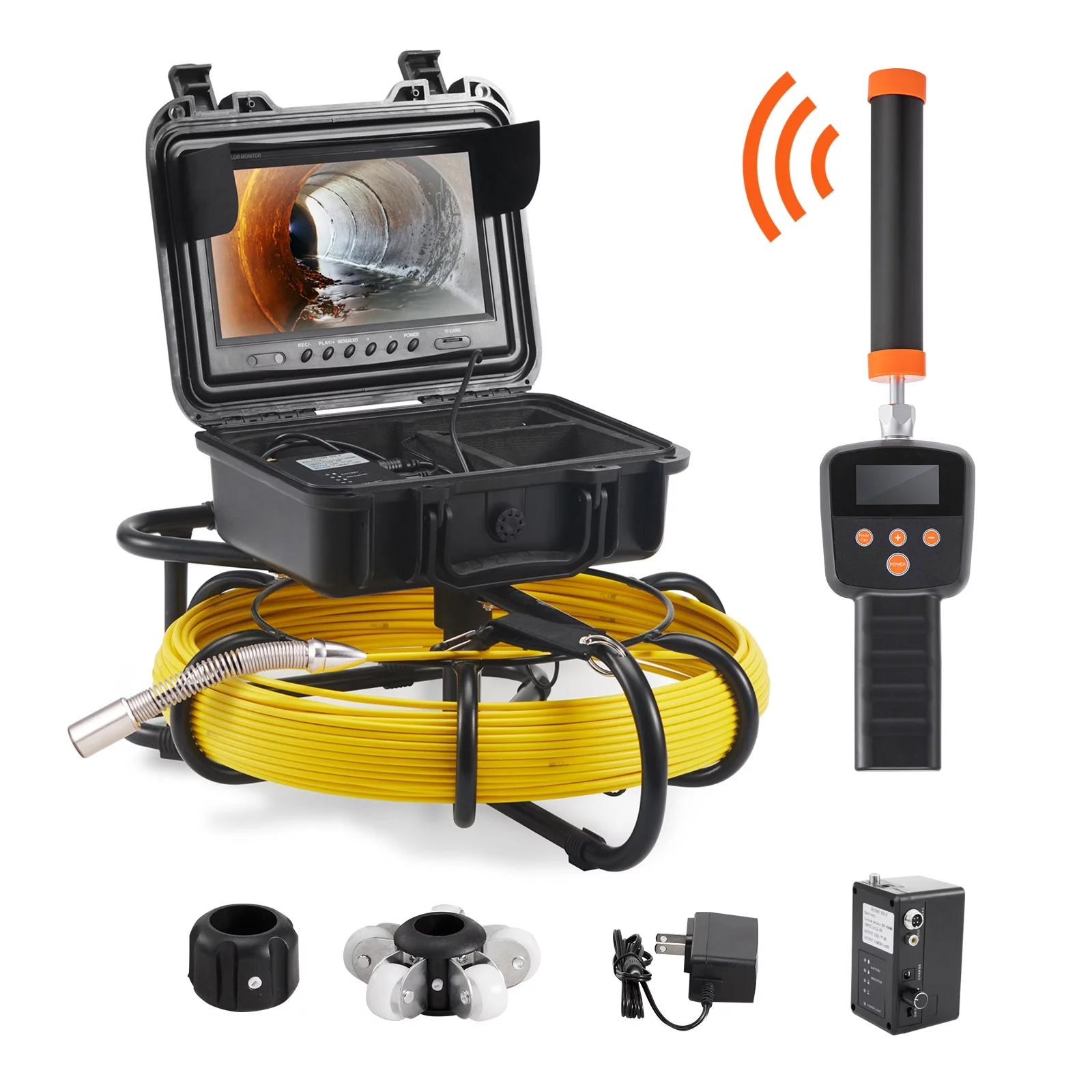 BENTISM Sewer Camera Pipe Inspection Camera w/ 512hz Sonde 9in 720p Screen 164 ft