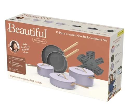 Beautiful 12pc Ceramic Non-Stick Cookware Set by Drew Barrymore
