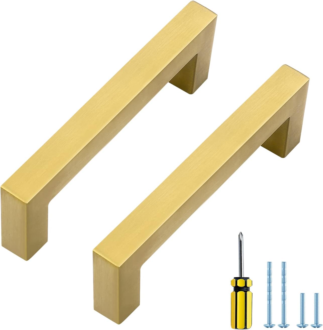 Ravinte 30 Pack Gold Cabinet Pulls 3 Inch Brusehed Brass Kitchen Cabinet Handles Gold Square Kitchen Hardware for Cabinet