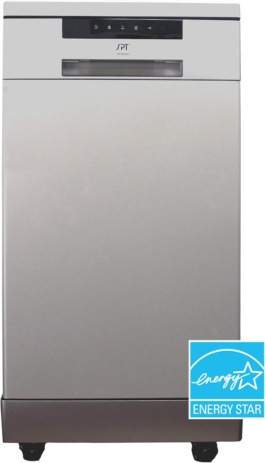 SPT SD-9263SS 18″ Wide Portable Stainless Steel Dishwasher with ENERGY STAR, 6 Wash Programs, 8 Place Settings and Stainless Steel Tub