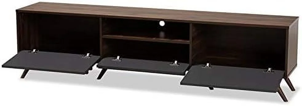 Wood 60" TV Stand Console Entertainment Center In Gray And Walnut
