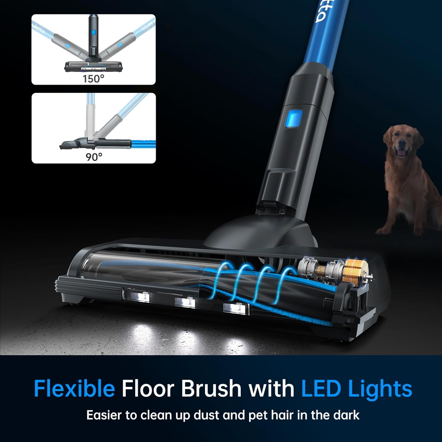 FABULETTA Cordless Stick Vacuum Cleaner with LED Display, Brushless Motor, Max 50 Mins Runtime Detachable Battery, 6 in 1 Lightweight Stick Vacuum for Home Hard Floor and Pet Hair