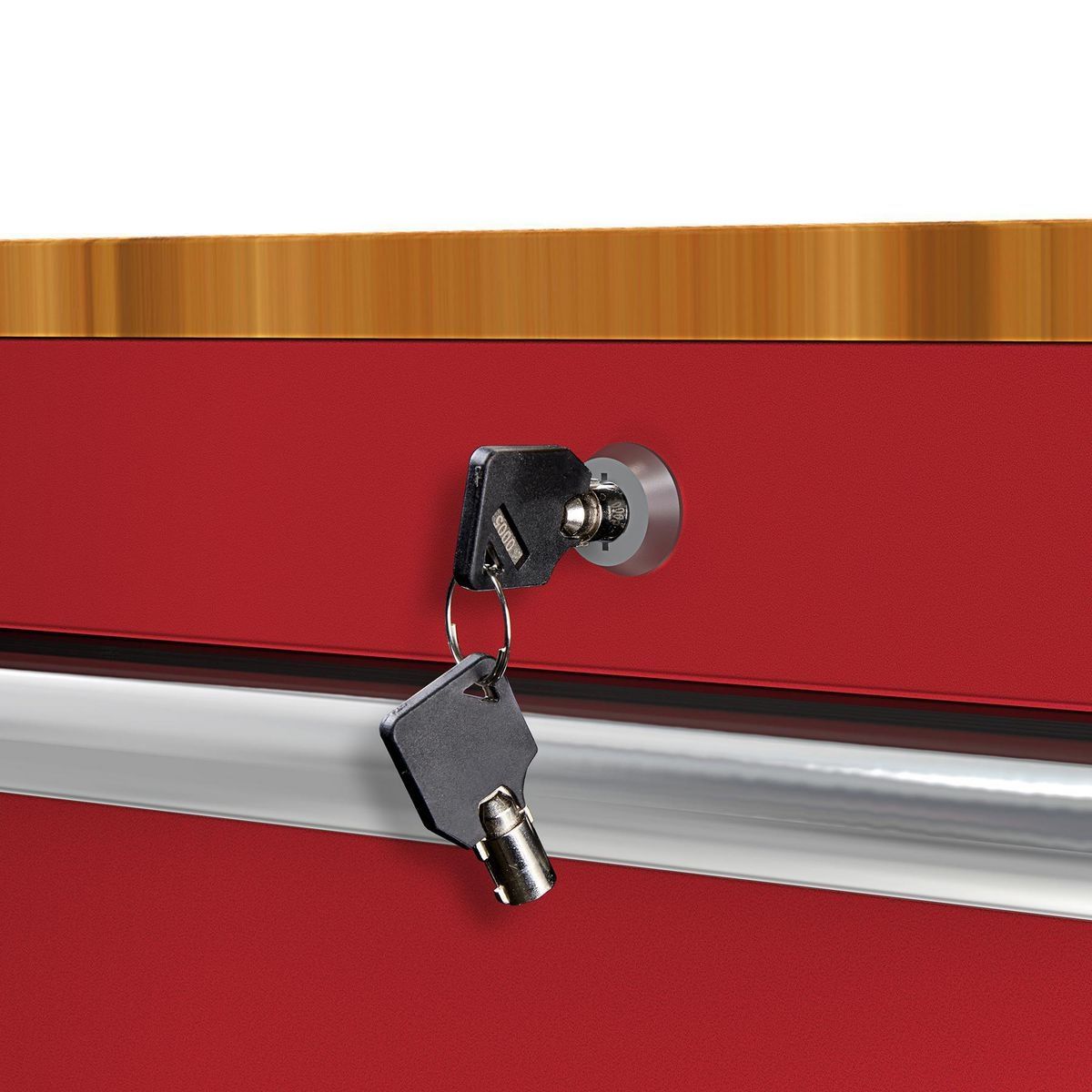 YUKON 46 in. Mobile Workbench with Solid Wood Top, Red