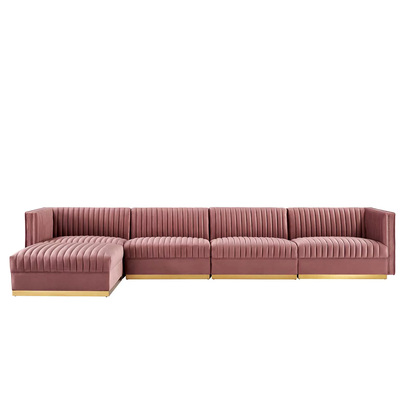 Sanguine Channel Tufted Performance Velvet 5-Piece Modular Sectional Sofa-EEI-5828-DUS