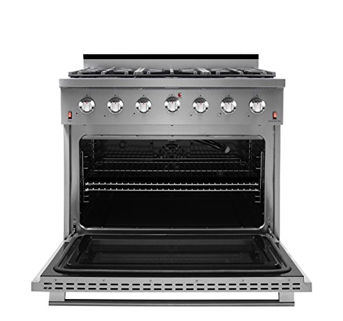 NXR SC3611 36" 5.5 cu.ft. Pro-Style Natural Gas Range with Convection Oven, Stainless Steel